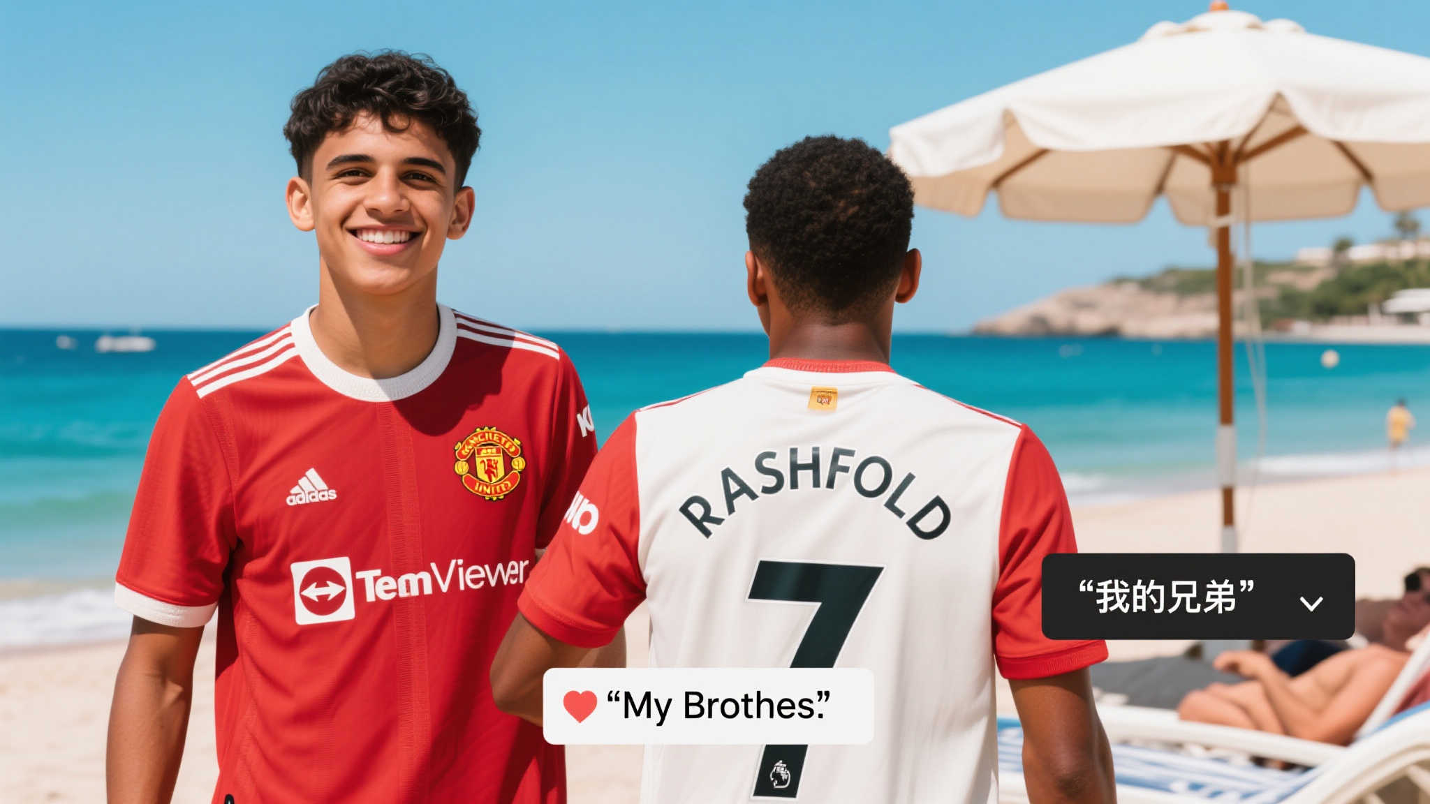 度假晒队友情:加纳乔秀拉什福德球衣照,获回应“我的兄弟” 在社交网络上,加纳乔的度假照片瞬间引起了广泛关注。